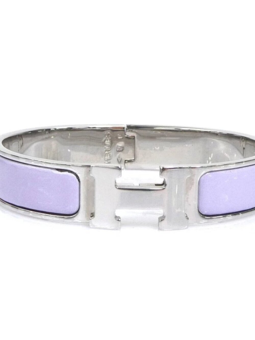 HERMES Clic Clac H Bangle Bracelet Silver/Purple Metal/Enamel